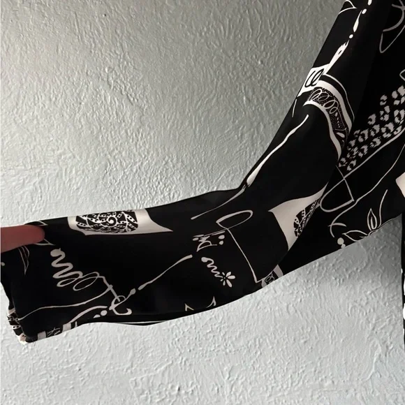 Vintage Peter Popovitch Black & White Abstract Print Open Front Jacket M - Picture 10 of 10